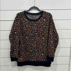 Simply Southern Leopard Print Sweater with Black Trim